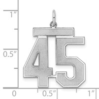 Sterling Silver Rhodium-plated Satin Number 45 Charm view 3