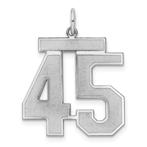 Sterling Silver Rhodium-plated Satin Number 45 Charm