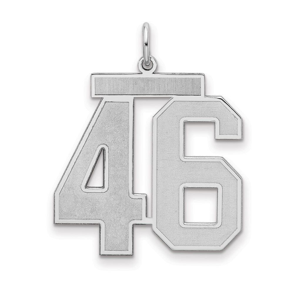 Sterling Silver Rhodium-plated Satin Number 46 Charm