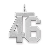 Sterling Silver Rhodium-plated Satin Number 46 Charm view 1
