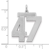 Sterling Silver Rhodium-plated Satin Number 47 Charm view 2