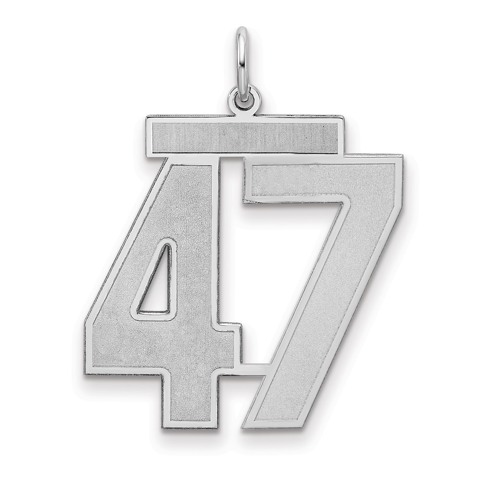 Sterling Silver Rhodium-plated Satin Number 47 Charm