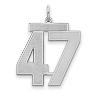 Sterling Silver Rhodium-plated Satin Number 47 Charm view 1