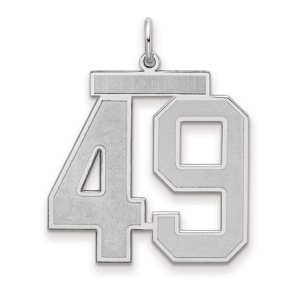 Sterling Silver Rhodium-plated Satin Number 49 Charm