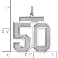 Sterling Silver Rhodium-plated Satin Number 50 Charm view 3