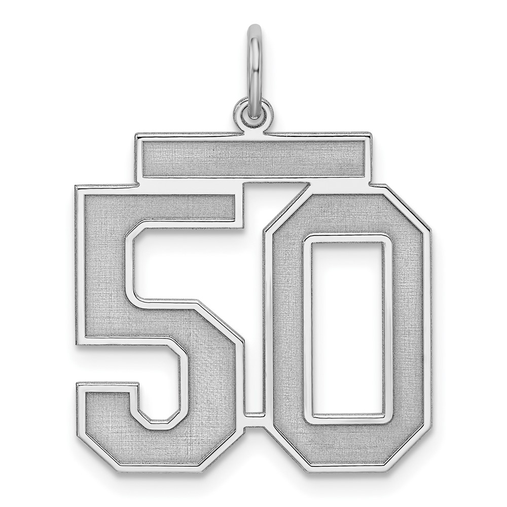 Sterling Silver Rhodium-plated Satin Number 50 Charm