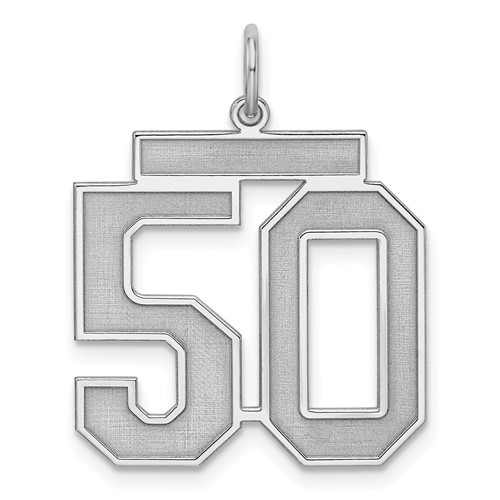 Sterling Silver Rhodium-plated Satin Number 50 Charm