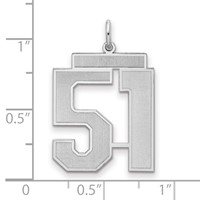 Sterling Silver Rhodium-plated Satin Number 51 Charm view 2