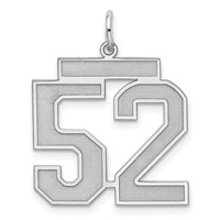 Sterling Silver Rhodium-plated Satin Number 52 Charm view 1
