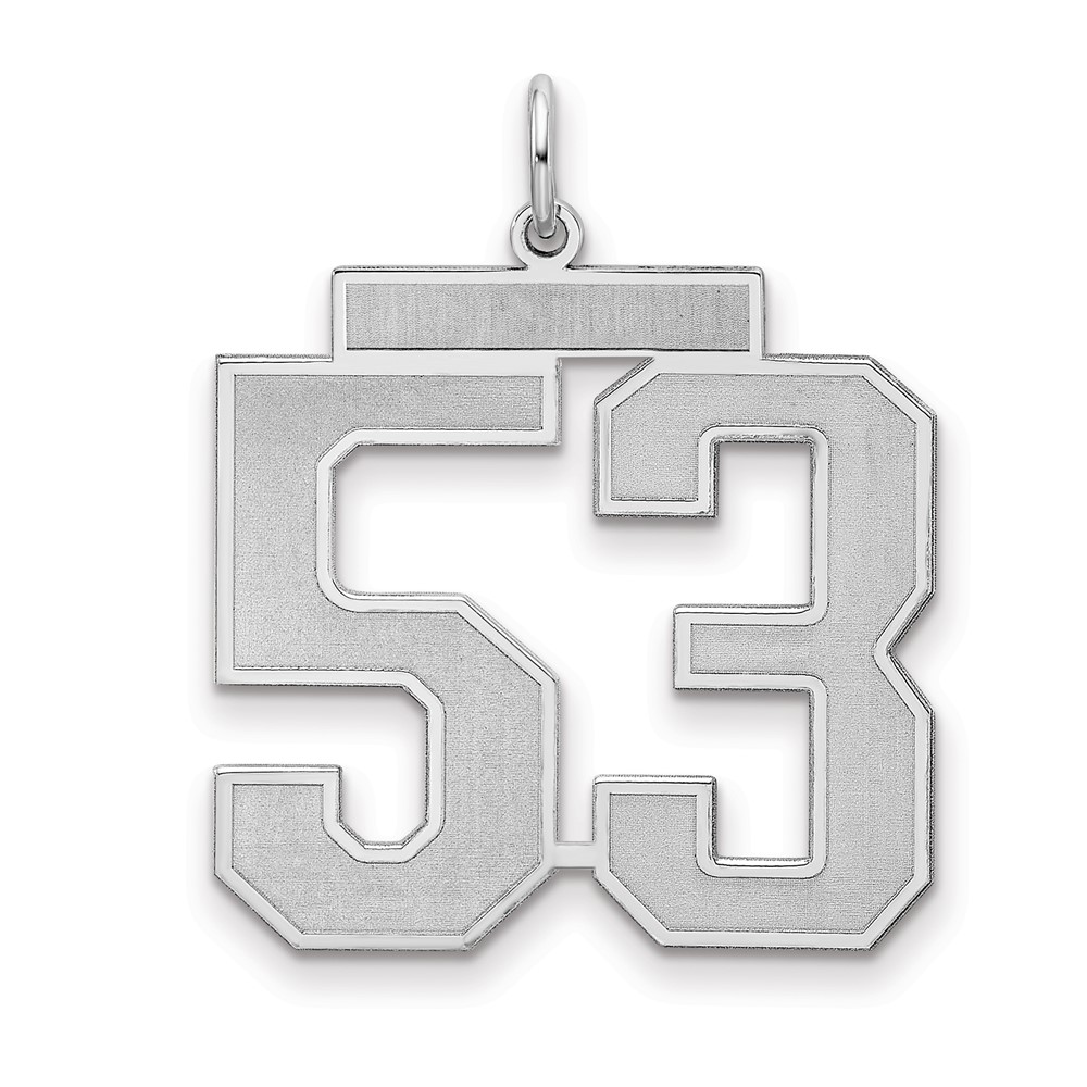 Sterling Silver Rhodium-plated Satin Number 53 Charm