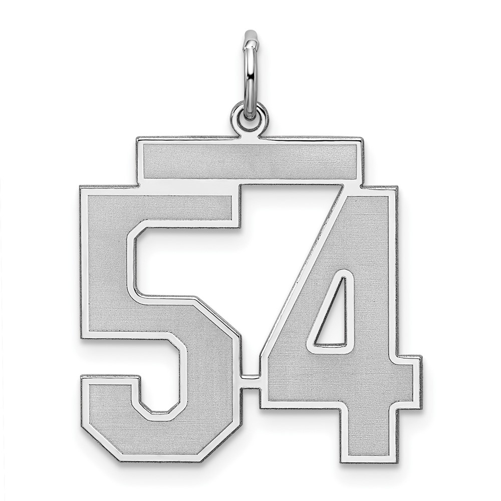 Sterling Silver Rhodium-plated Satin Number 54 Charm