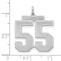 Sterling Silver Rhodium-plated Satin Number 55 Charm view 2