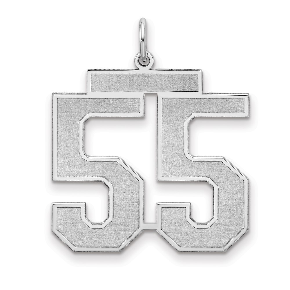 Sterling Silver Rhodium-plated Satin Number 55 Charm