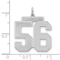 Sterling Silver Rhodium-plated Satin Number 56 Charm view 2