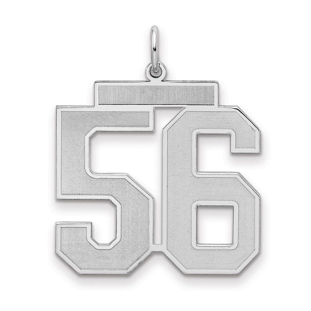 Sterling Silver Rhodium-plated Satin Number 56 Charm