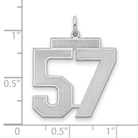 Sterling Silver Rhodium-plated Satin Number 57 Charm view 2