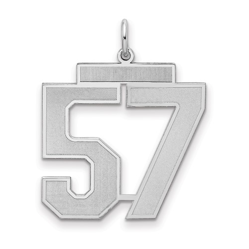 Sterling Silver Rhodium-plated Satin Number 57 Charm