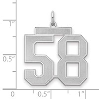 Sterling Silver Rhodium-plated Satin Number 58 Charm view 2
