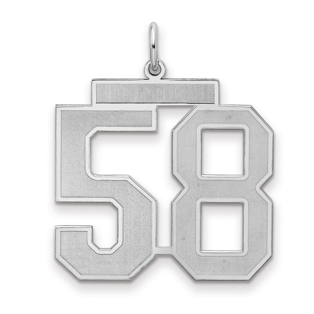 Sterling Silver Rhodium-plated Satin Number 58 Charm