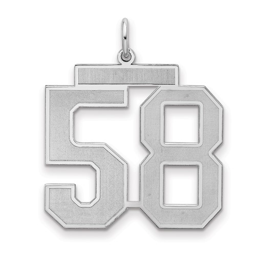 Sterling Silver Rhodium-plated Satin Number 58 Charm
