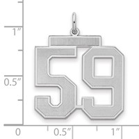 Sterling Silver Rhodium-plated Satin Number 59 Charm view 2