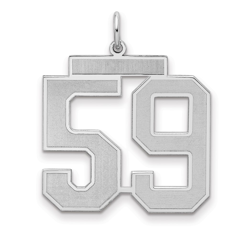 Sterling Silver Rhodium-plated Satin Number 59 Charm