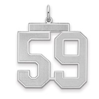 Sterling Silver Rhodium-plated Satin Number 59 Charm view 1