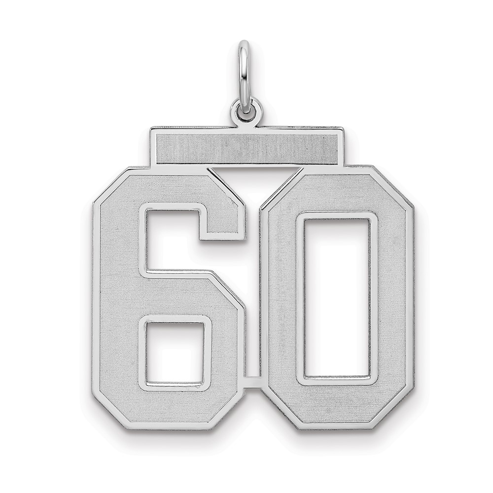 Sterling Silver Rhodium-plated Satin Number 60 Charm