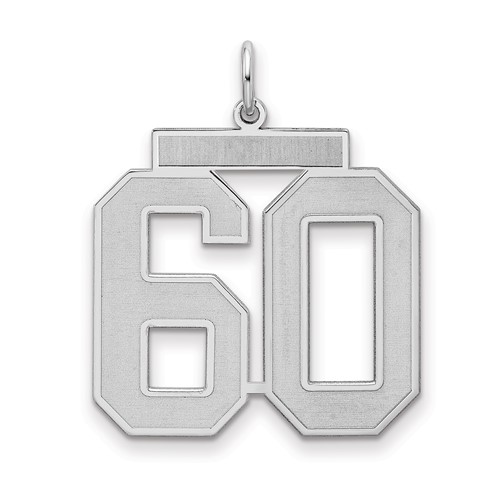 Sterling Silver Rhodium-plated Satin Number 60 Charm