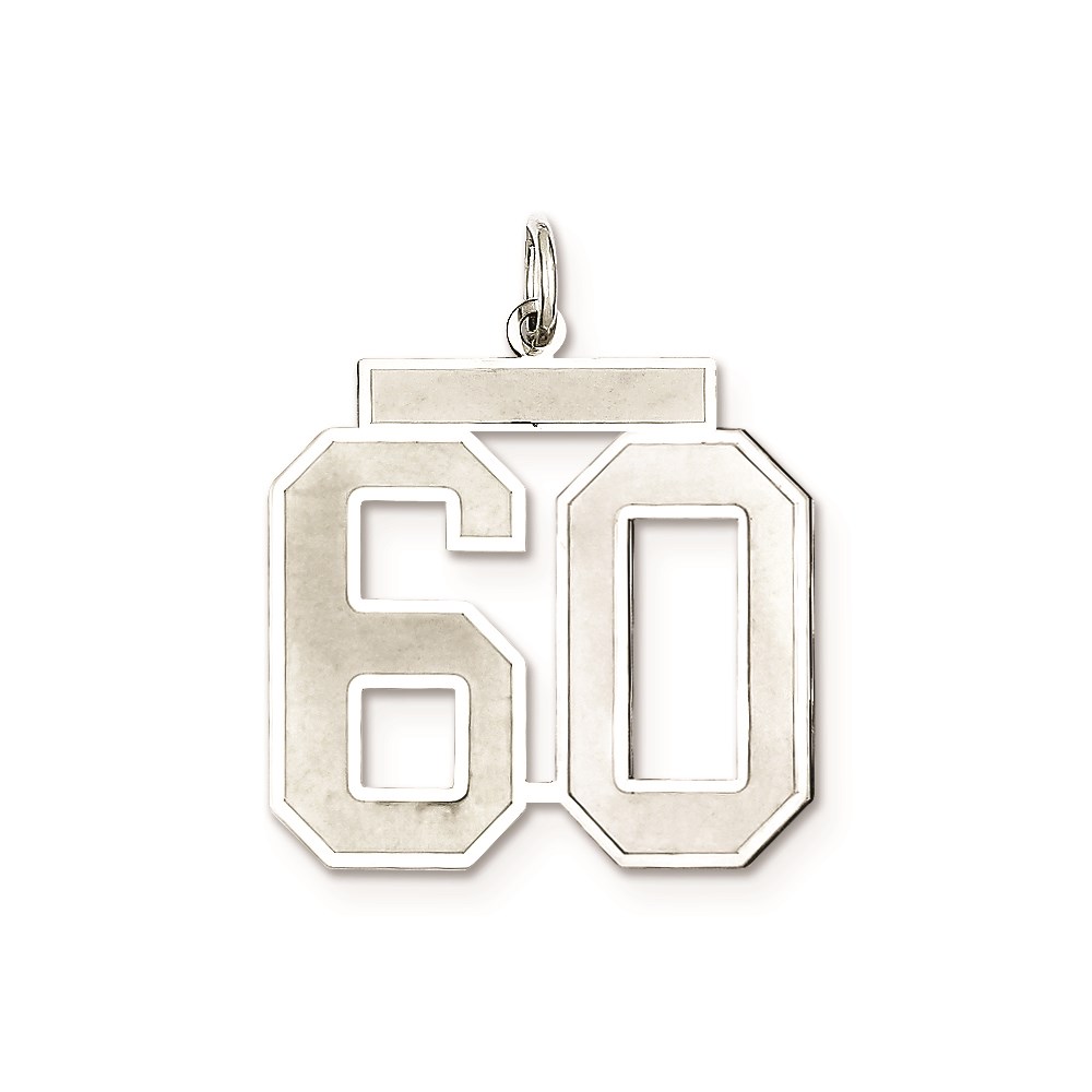 Sterling Silver/Rhodium-plated Satin Number 60 Charm