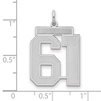 Sterling Silver Rhodium-plated Satin Number 61 Charm view 2