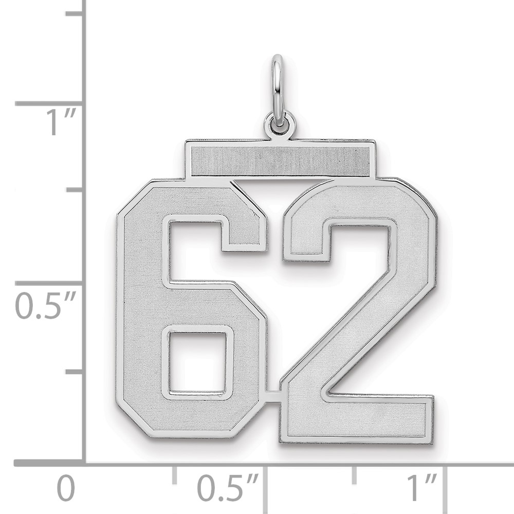Sterling Silver/Rhodium-plated Satin Number 62 Charm (QPP62)