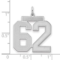 Sterling Silver Rhodium-plated Satin Number 62 Charm view 2