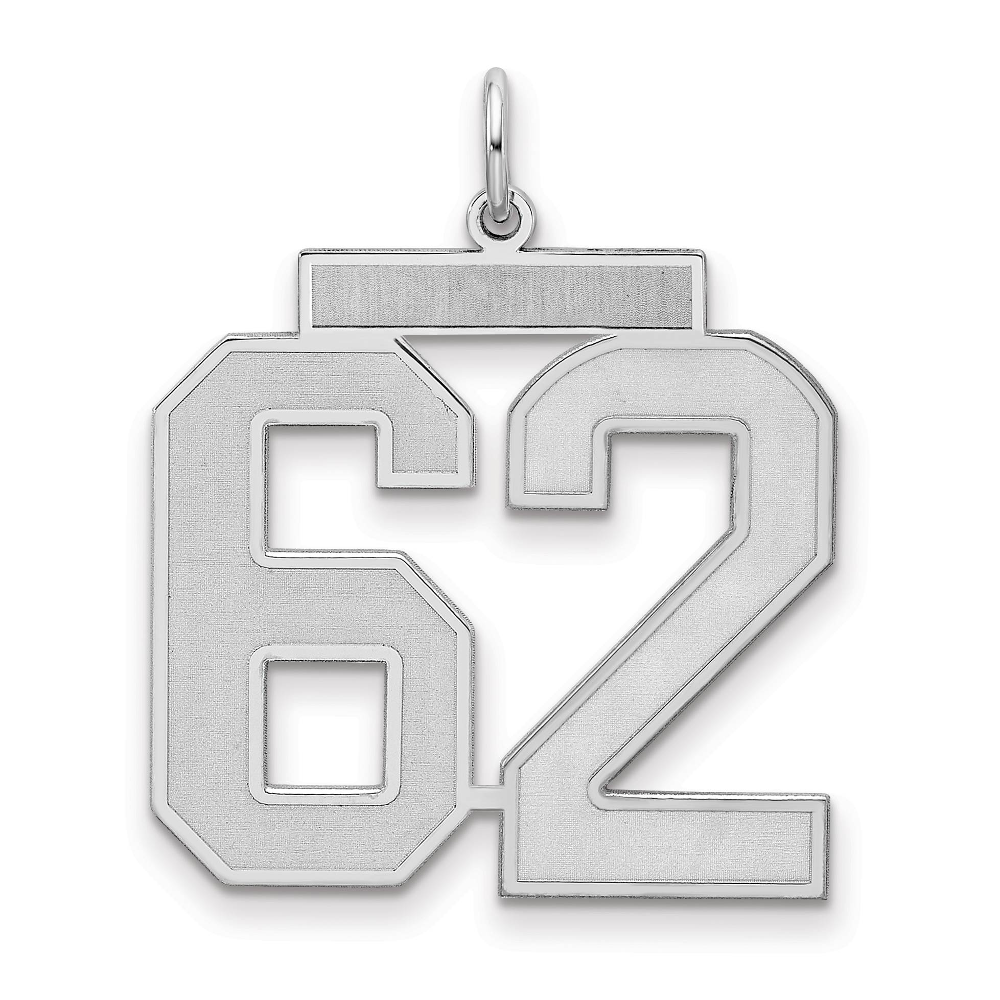 Sterling Silver/Rhodium-plated Satin Number 62 Charm (QPP62)