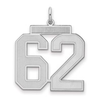 Sterling Silver Rhodium-plated Satin Number 62 Charm view 1