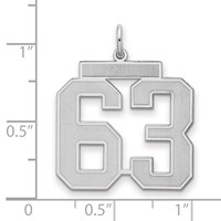 Sterling Silver Rhodium-plated Satin Number 63 Charm view 2