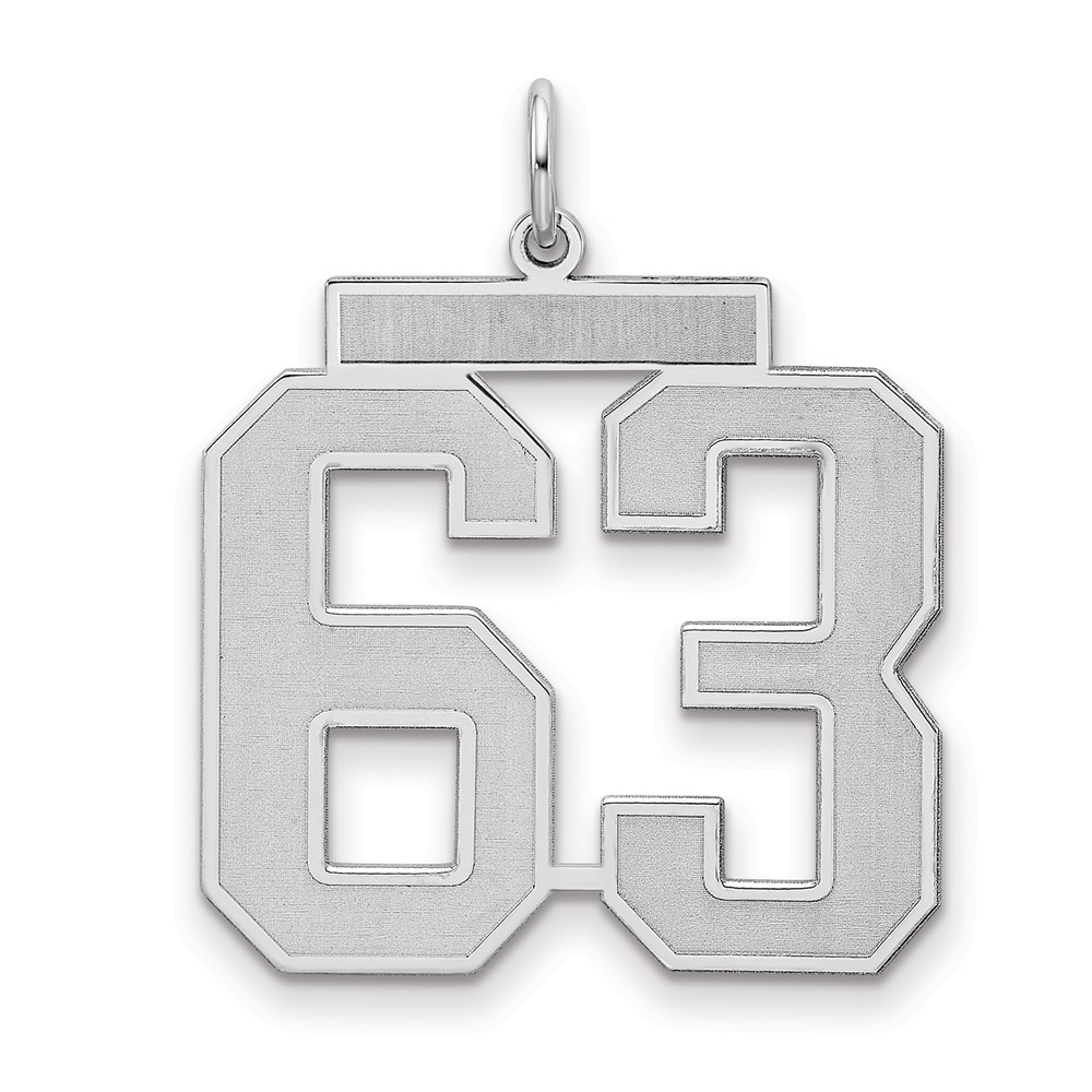 Sterling Silver Rhodium-plated Satin Number 63 Charm