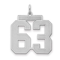 Sterling Silver Rhodium-plated Satin Number 63 Charm view 1
