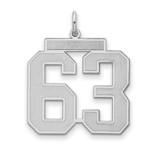 Sterling Silver Rhodium-plated Satin Number 63 Charm