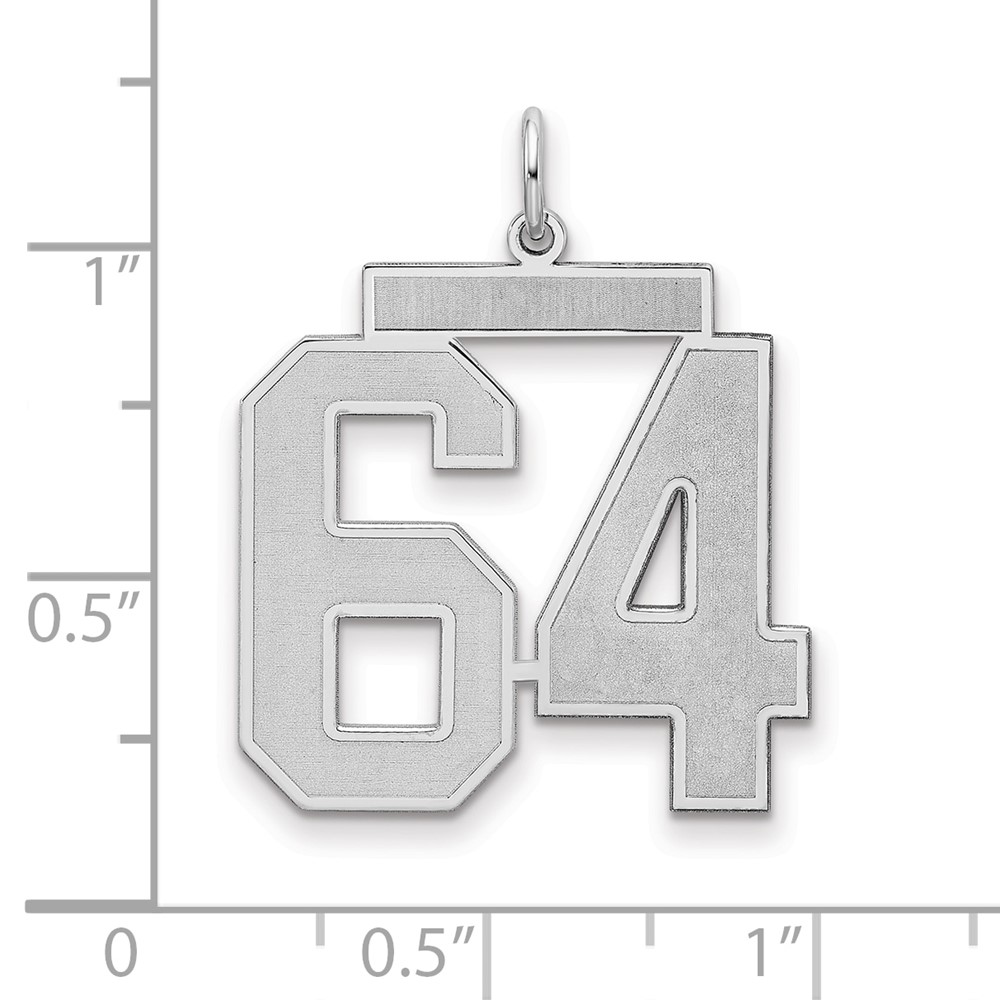 Sterling Silver/Rhodium-plated Satin Number 64 Charm (QPP64)
