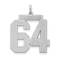 Sterling Silver Rhodium-plated Satin Number 64 Charm view 1
