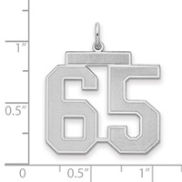 Sterling Silver Rhodium-plated Satin Number 65 Charm view 2