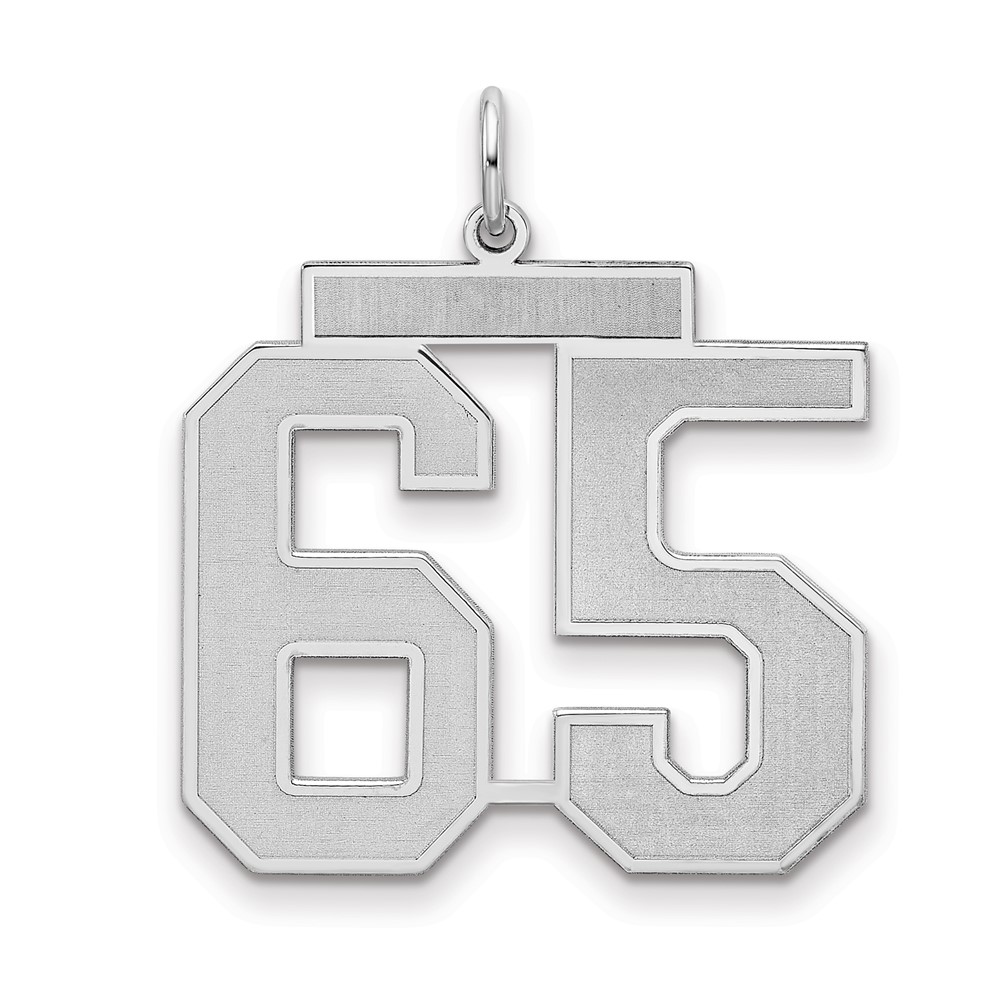 Sterling Silver Rhodium-plated Satin Number 65 Charm