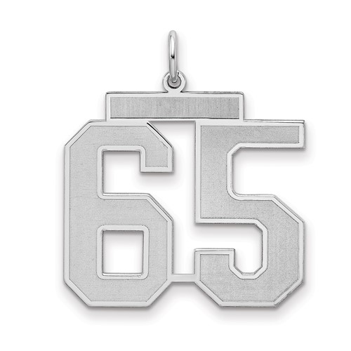 Sterling Silver Rhodium-plated Satin Number 65 Charm
