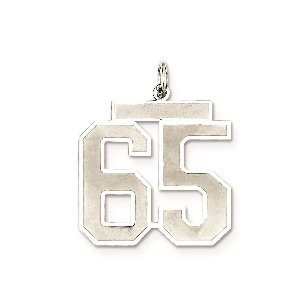 Sterling Silver/Rhodium-plated Satin Number 65 Charm