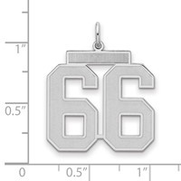 Sterling Silver Rhodium-plated Satin Number 66 Charm view 2