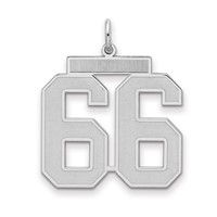 Sterling Silver Rhodium-plated Satin Number 66 Charm view 1