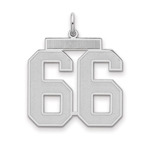 Sterling Silver Rhodium-plated Satin Number 66 Charm