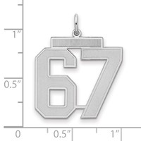 Sterling Silver Rhodium-plated Satin Number 67 Charm view 2