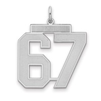 Sterling Silver Rhodium-plated Satin Number 67 Charm view 1